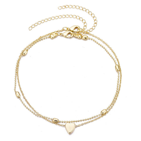 Heart Adjustable Anklet Set