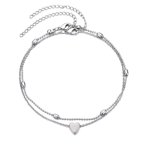 Heart Adjustable Anklet Set