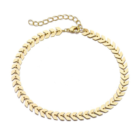 14k Gold Plated Fishtail Chain Adjustable Anklet