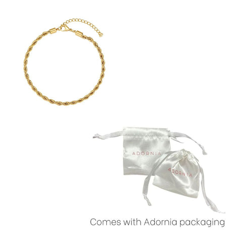 Tarnish Resistant 18k Gold Plated Rope Chain Anklet