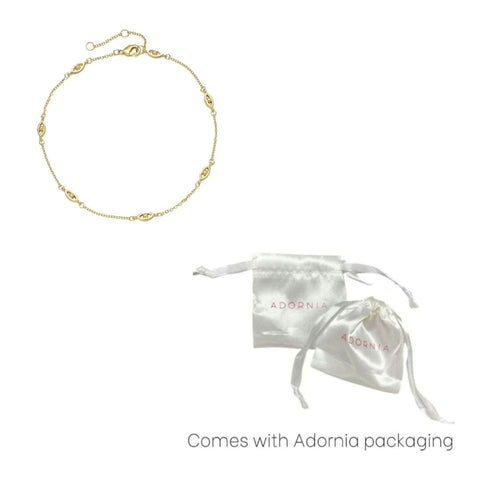 14k Gold Plated Evil Eye Station Anklet