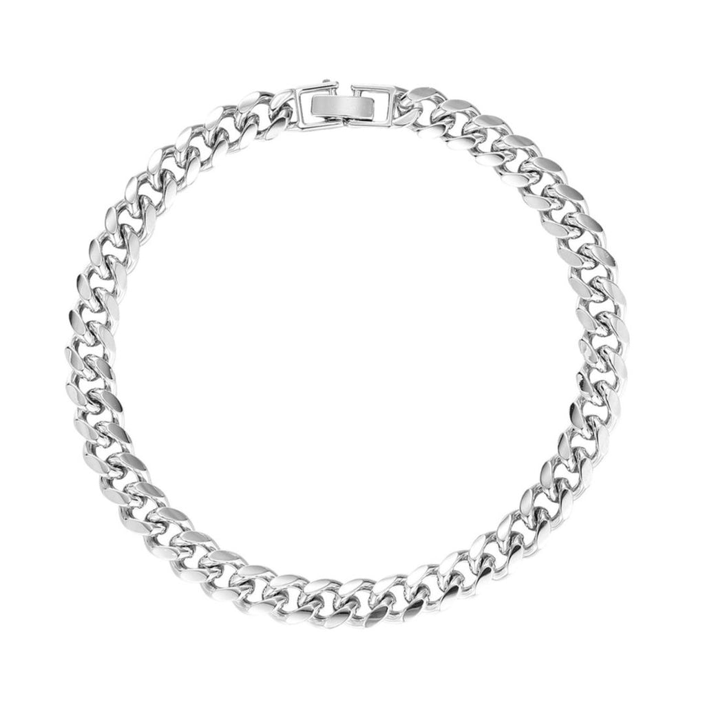 Silver Plated Chunky Curb Link Chain Anklet