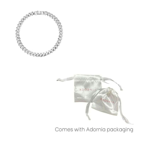 Silver Plated Chunky Curb Link Chain Anklet