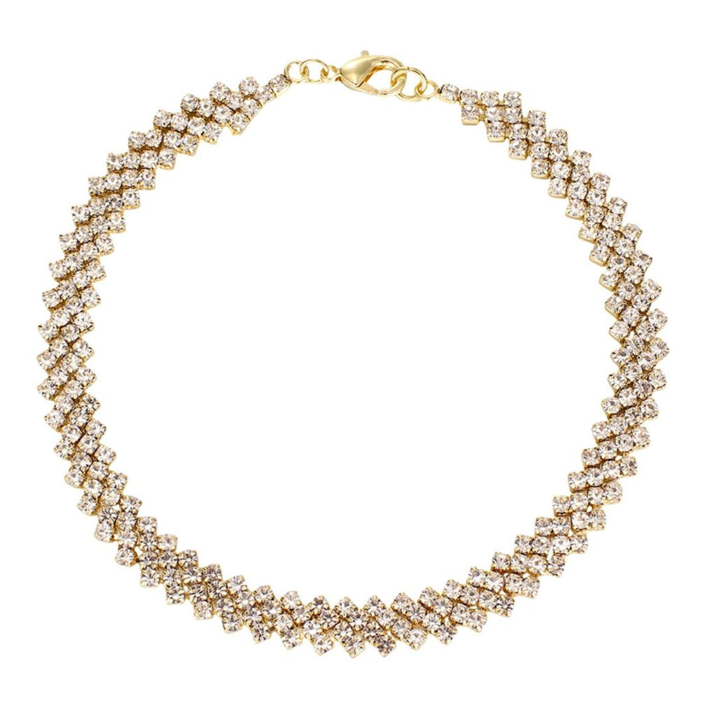 Gold Plated Edgy Curb Crystal Chain Anklet