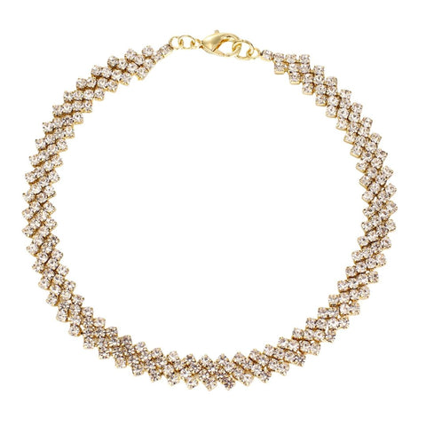 Gold Plated Edgy Curb Crystal Chain Anklet