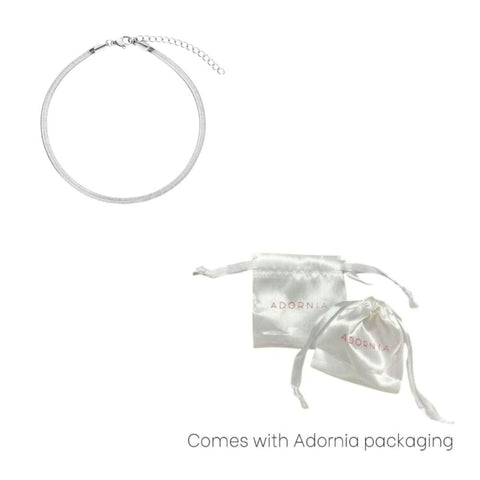 Tarnish Resistant Silver Herringbone Anklet