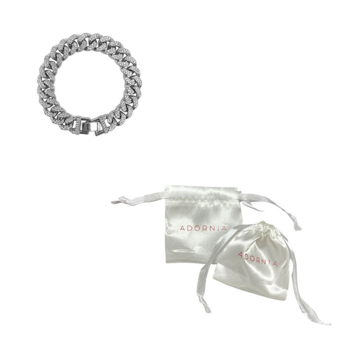 Flat Curb CZ Chain Bracelet silver