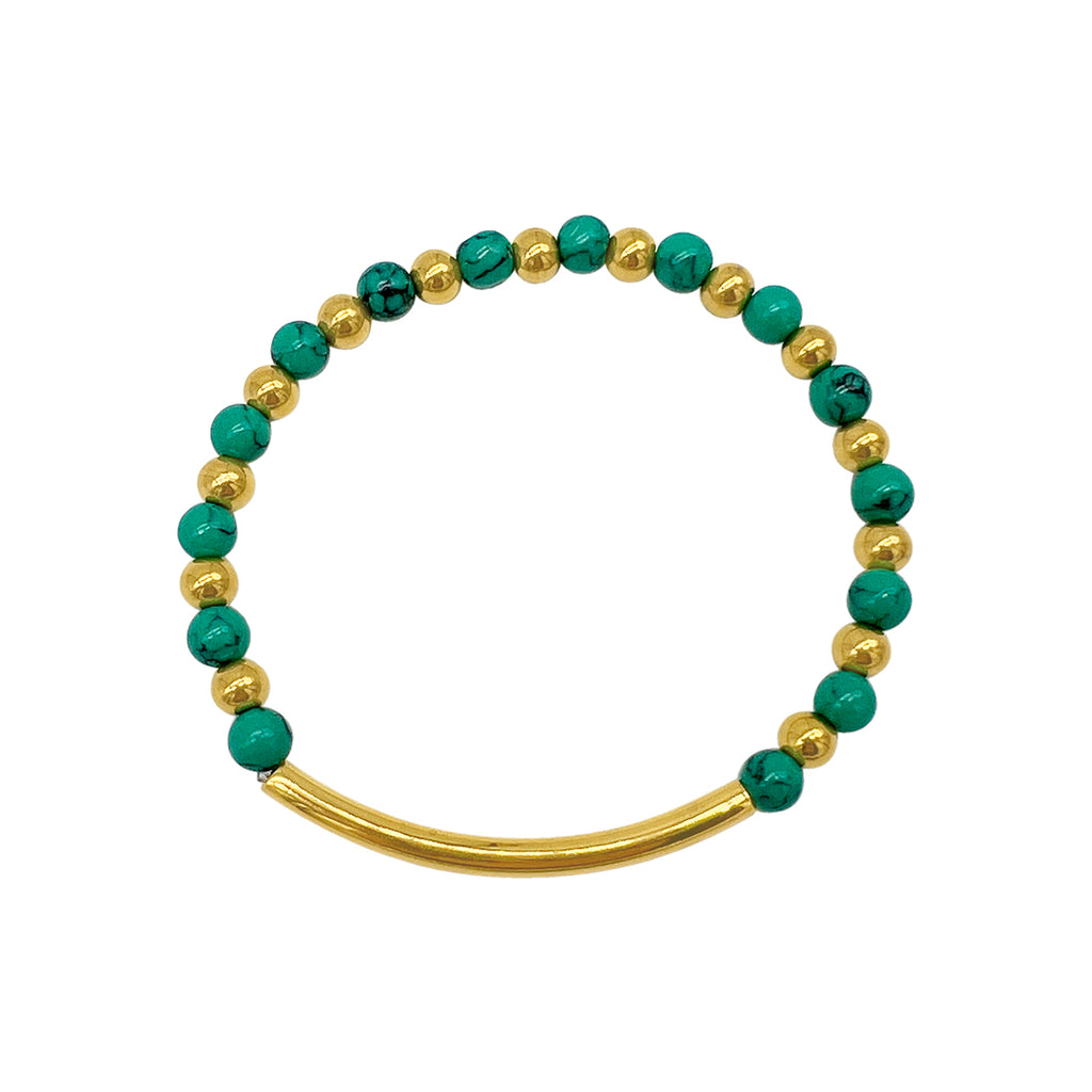 Turquoise and Gold Beaded Bracelet