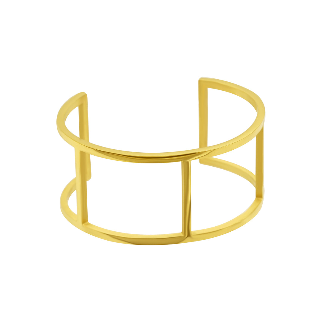 Tarnish Resistant 14k Gold Plated Double Row Cuff Bracelet – ADORNIA