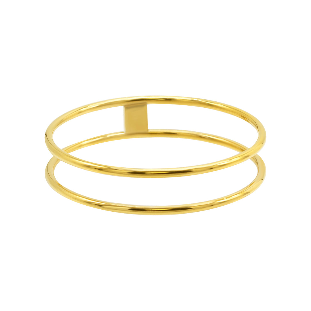 Tarnish Resistant 14k Gold Plated Double Row Bangle Bracelet – ADORNIA