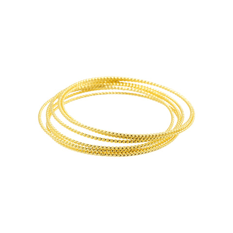 14K Gold Plated 7-Piece Skinny Bangle Set