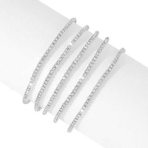 Silver Plated Multi Stretch Crystal Bracelet Set