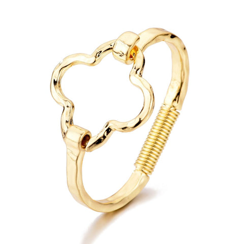 Hammered Clover Open Clover Cuff