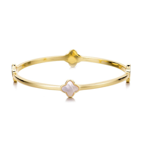 14k Gold Plated Clover Bangle