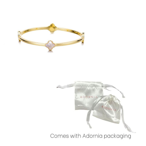 14k Gold Plated Clover Bangle