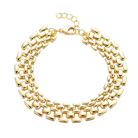 14k Gold Plated Grid Chain Bracelet