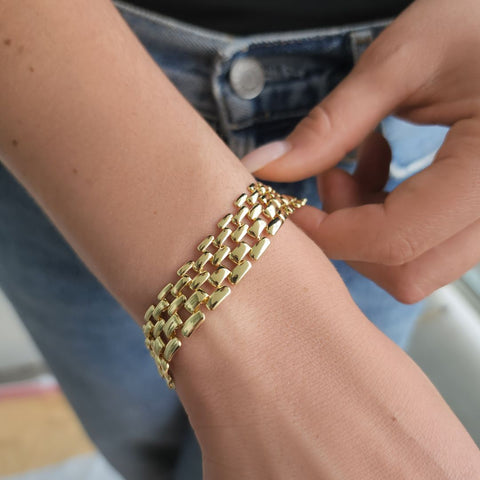 14k Gold Plated Grid Chain Bracelet
