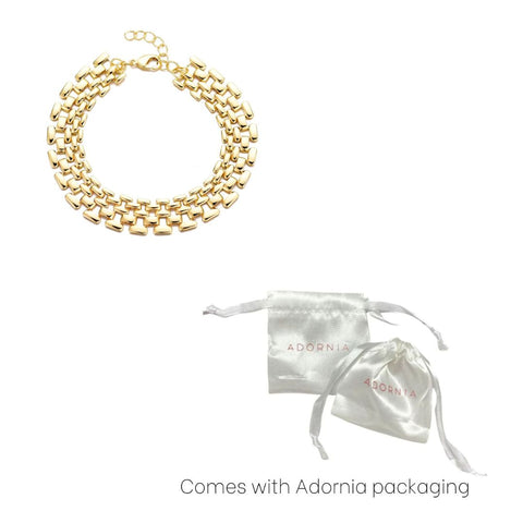 14k Gold Plated Grid Chain Bracelet