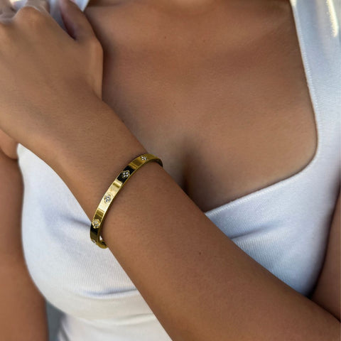 Tarnish Resistant Pave Clover Cuff