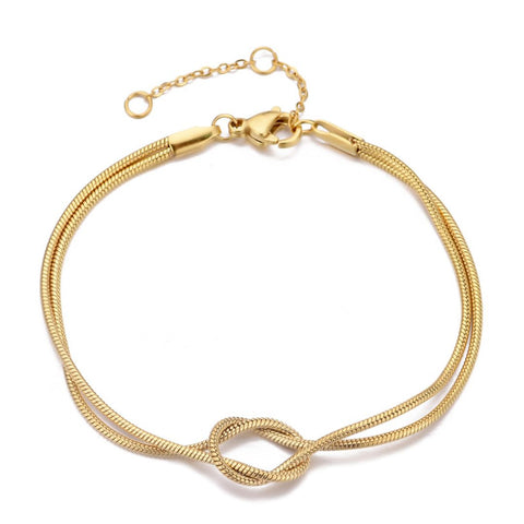 Tarnish Resistant 18k Gold Plated Knotted Rope Chain Bracelet