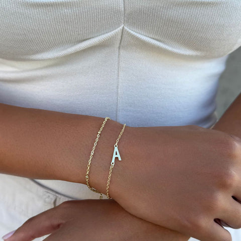 14k Gold Plated Initial Bracelet Set