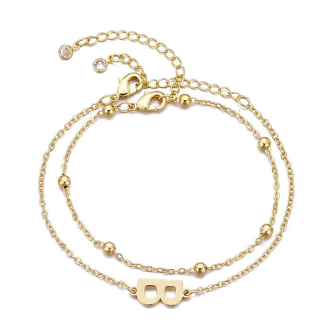 14k Gold Plated Initial Bracelet Set