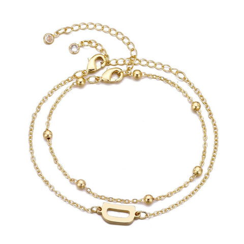 14k Gold Plated Initial Bracelet Set