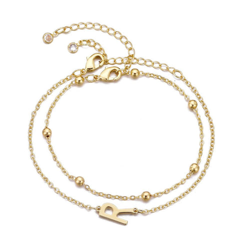 14k Gold Plated Initial Bracelet Set