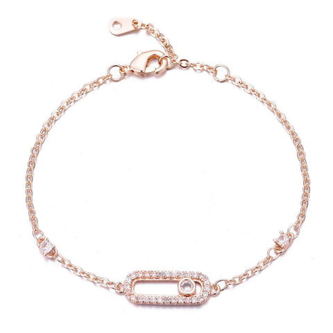 14k Rose Gold Plated Dancing Stone CZ Bracelet