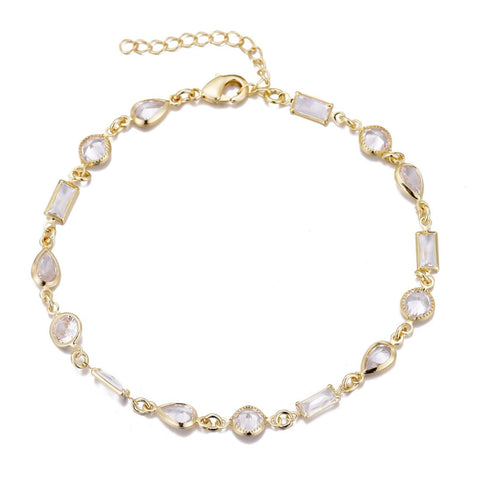 14k Gold Plated Mixed Shape Crystal Bracelet