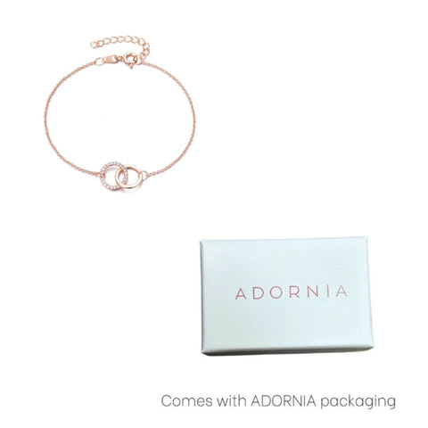 14k Rose Gold Plated Adjustable Pave CZ Rings Bracelet