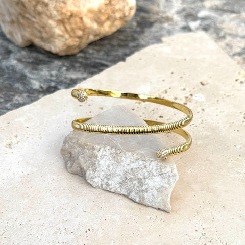 14k Gold Plated Crystal Wrap Cuff