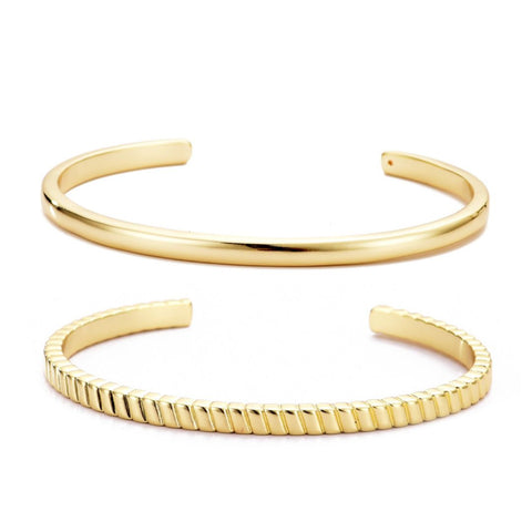 14k Gold Plated Set of Two Cuffs