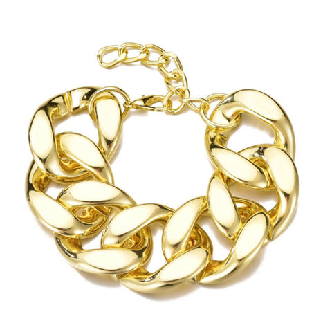 Gold Plated Lightweight Chunky Curb Chain Bracelet