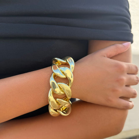 Gold Plated Lightweight Chunky Curb Chain Bracelet