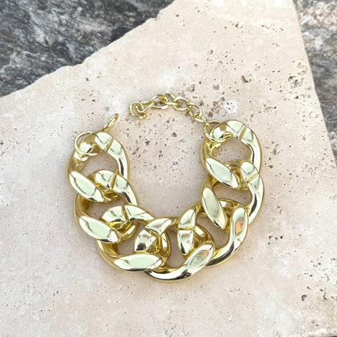 Gold Plated Lightweight Chunky Curb Chain Bracelet