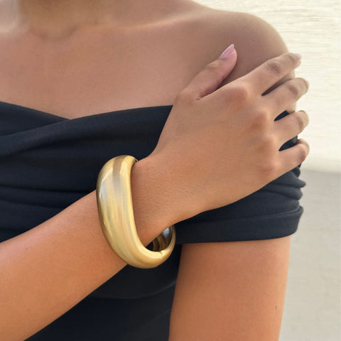 Gold Plated Organic Chunky Bangle