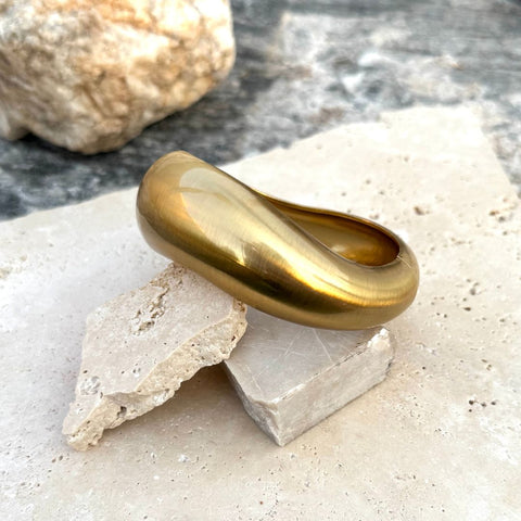 Gold Plated Organic Chunky Bangle