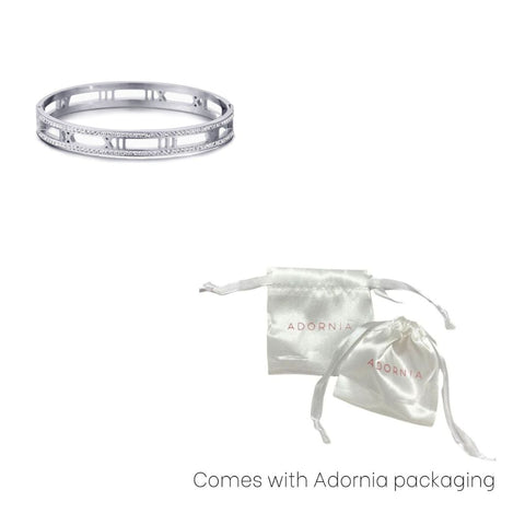 Tarnish Resistant Silver Roman Numerals Bangle