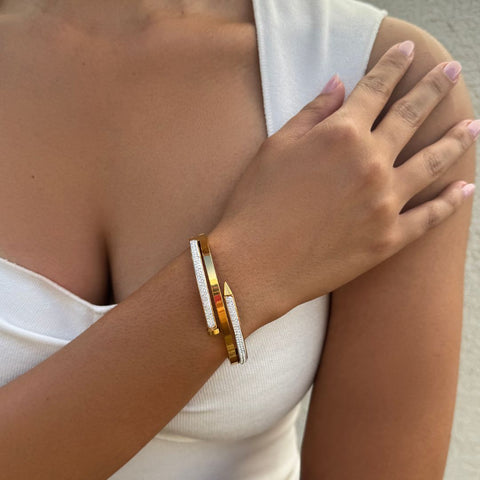 Tarnish Resistant 18k Gold Plated Chunky Nail Bangle
