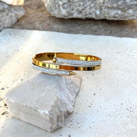 Tarnish Resistant 18k Gold Plated Chunky Nail Bangle