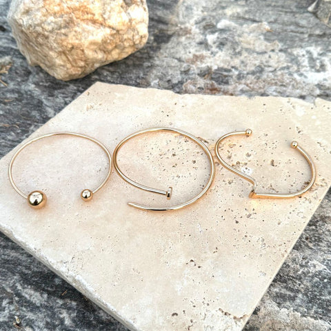 Gold Plated 3-Cuff Set