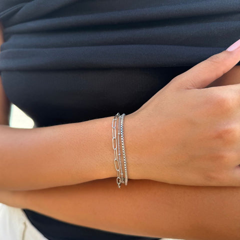 Tarnish Resistant Silver 3-Chain Bracelet Set