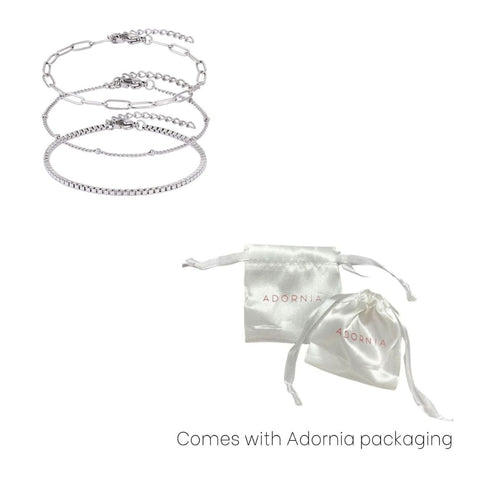 Tarnish Resistant Silver 3-Chain Bracelet Set