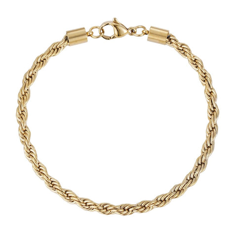 Tarnish Resistant 18k Gold Plated Rope Chain Bracelet