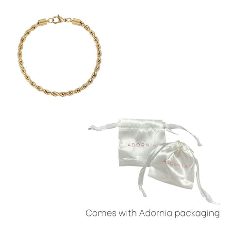 Tarnish Resistant 18k Gold Plated Rope Chain Bracelet