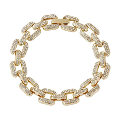 Gold Plated Crystal Encrusted Link Chain Bracelet