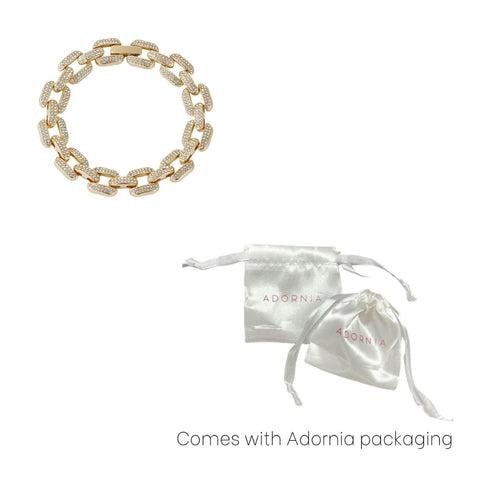Gold Plated Crystal Encrusted Link Chain Bracelet