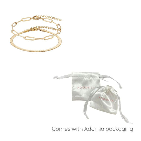 Tarnish Resistant 18k Gold Plated 2-Chain Bracelet Set