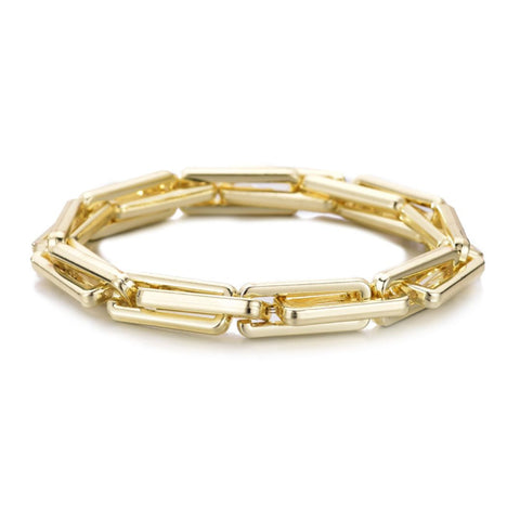 Gold Plated Rectangle Paperclip Chain Bracelet